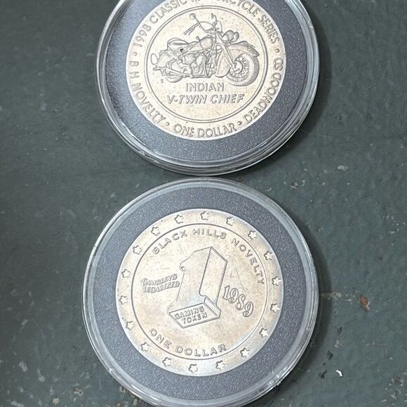 1998 Deadwd Coin Harley Davidson Challenge Token Black Hills Indian Chief V twin - Picture 1 of 3